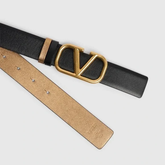 Valentino *Authentic* Black & Gold Women's Reversible Belt *RARE* 40mm width. - Picture 3 of 8